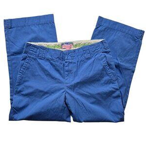 Lilly Pulitzer Cropped Pants Womens‎ 0 Blue Straight leg Cotton Beach Coastal